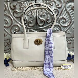 Authentic COACH Madeline Ivory White Leather Carryall Satchel 11554  VGC!